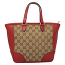 GUCCI GG Canvas Hand Bag 2way Red Beige 449241 Auth 127881V-3