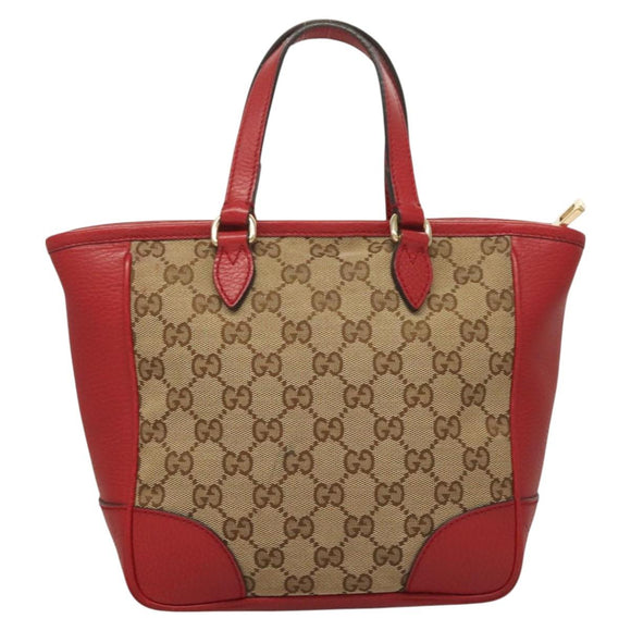 GUCCI GG Canvas Hand Bag 2way Red Beige 449241 Auth 127881V
