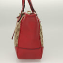 GUCCI GG Canvas Hand Bag 2way Red Beige 449241 Auth 127881V-4