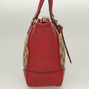 GUCCI GG Canvas Hand Bag 2way Red Beige 449241 Auth 127881V-5