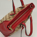 GUCCI GG Canvas Hand Bag 2way Red Beige 449241 Auth 127881V-6