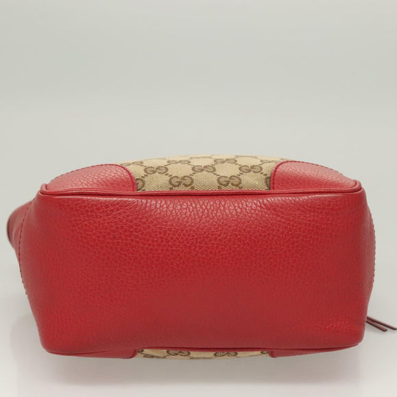 GUCCI GG Canvas Hand Bag 2way Red Beige 449241 Auth 127881V