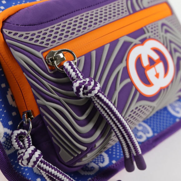 GUCCI Waist bag Nylon Silver Purple 752102 Auth 127885M
