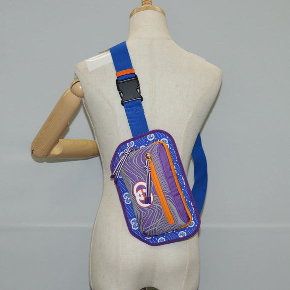 GUCCI Waist bag Nylon Silver Purple 752102 Auth 127885M