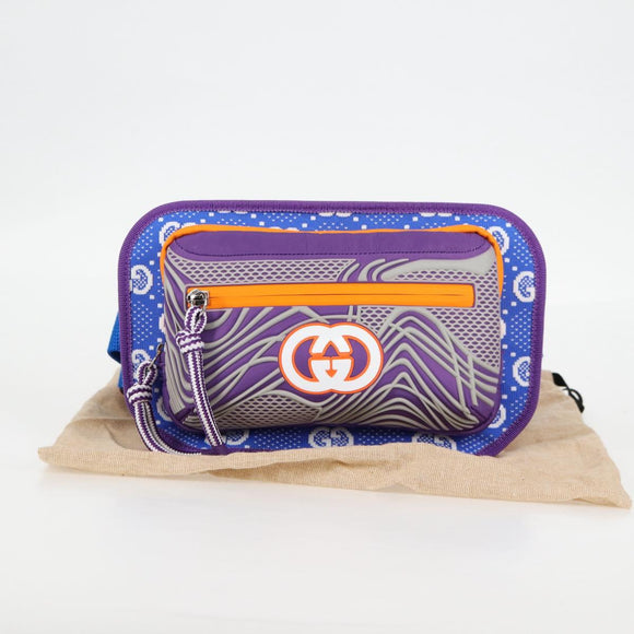 GUCCI Waist bag Nylon Silver Purple 752102 Auth 127885M