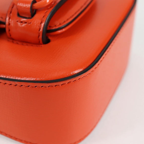 GUCCI Sherry Line Shoulder Bag Leather Orange Red Navy 726863 Auth 127887M