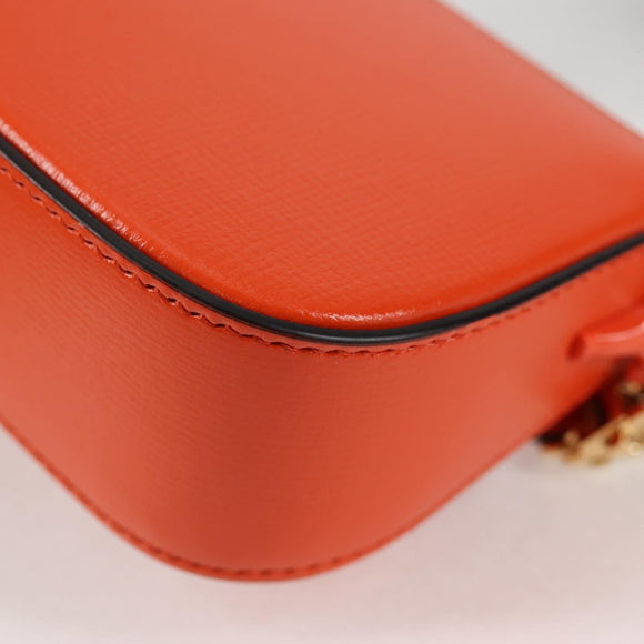 GUCCI Sherry Line Shoulder Bag Leather Orange Red Navy 726863 Auth 127887M