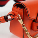 GUCCI Sherry Line Shoulder Bag Leather Orange Red Navy 726863 Auth 127887M-8