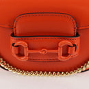 GUCCI Sherry Line Shoulder Bag Leather Orange Red Navy 726863 Auth 127887M-19