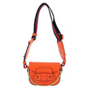 GUCCI Sherry Line Shoulder Bag Leather Orange Red Navy 726863 Auth 127887M-13