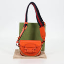 GUCCI Sherry Line Shoulder Bag Leather Orange Red Navy 726863 Auth 127887M-12