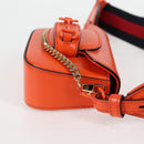 GUCCI Sherry Line Shoulder Bag Leather Orange Red Navy 726863 Auth 127887M-4