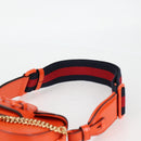 GUCCI Sherry Line Shoulder Bag Leather Orange Red Navy 726863 Auth 127887M-14