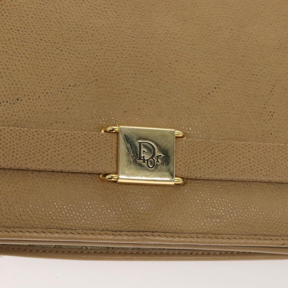 Christian Dior Shoulder Bag Leather Beige Gold Auth 127889