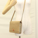Christian Dior Shoulder Bag Leather Beige Gold Auth 127889-21