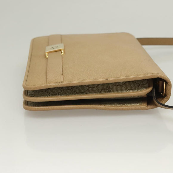 Christian Dior Shoulder Bag Leather Beige Gold Auth 127889