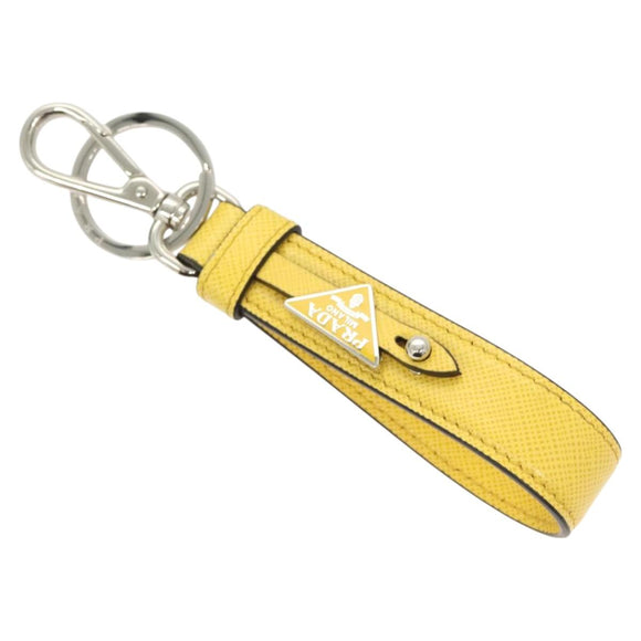 PRADA Key Holder Leather Yellow Auth 127891M