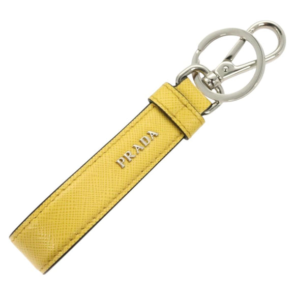 PRADA Key Holder Leather Yellow Auth 127891M