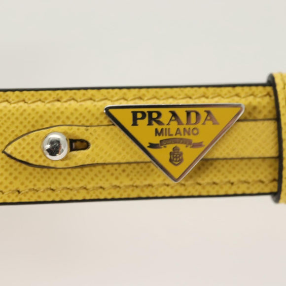 PRADA Key Holder Leather Yellow Auth 127891M