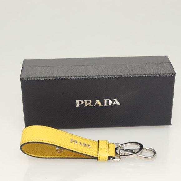 PRADA Key Holder Leather Yellow Auth 127891M