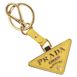 PRADA Key Holder Leather Yellow Auth 127892M