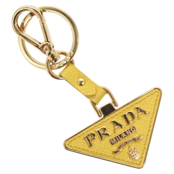 PRADA Key Holder Leather Yellow Auth 127892M