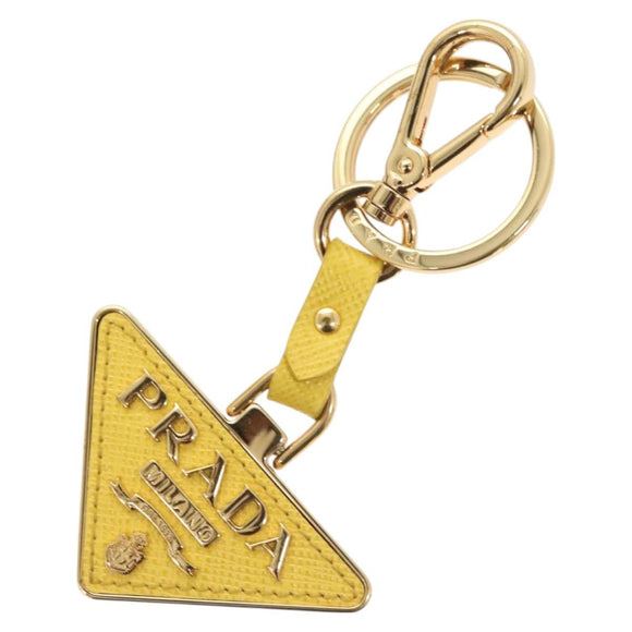 PRADA Key Holder Leather Yellow Auth 127892M