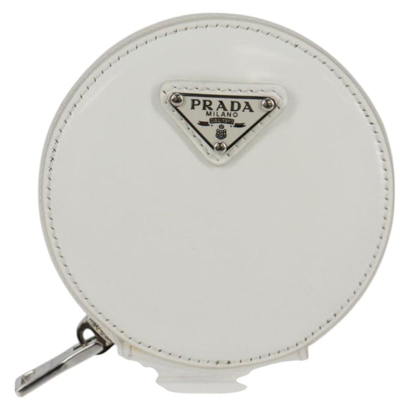 PRADA Coin Purse Patent leather White Auth 127894V