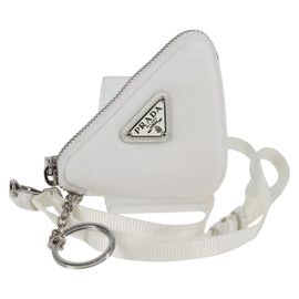 PRADA Shoulder Bag Nylon White Silver Auth 127895V