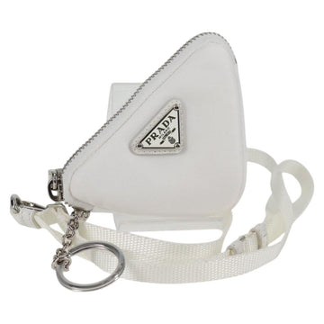 PRADA Shoulder Bag Nylon White Silver Auth 127895V