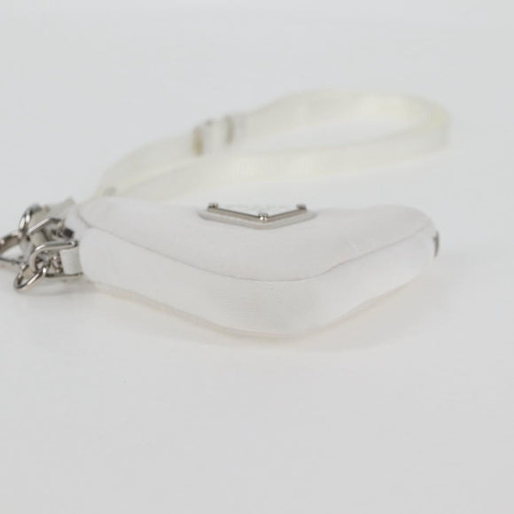 PRADA Shoulder Bag Nylon White Silver Auth 127895V