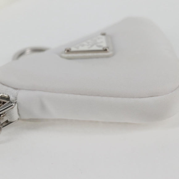 PRADA Shoulder Bag Nylon White Silver Auth 127895V