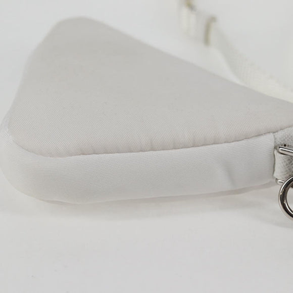 PRADA Shoulder Bag Nylon White Silver Auth 127895V