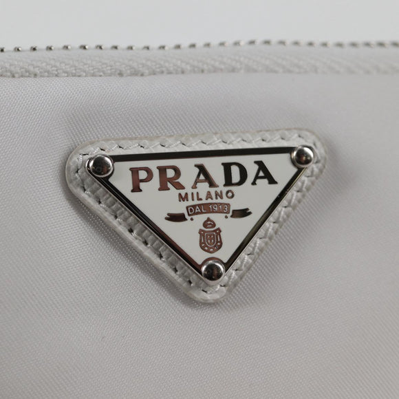 PRADA Shoulder Bag Nylon White Silver Auth 127895V