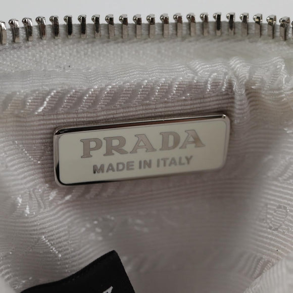 PRADA Shoulder Bag Nylon White Silver Auth 127895V