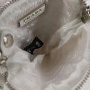 PRADA Shoulder Bag Nylon White Silver Auth 127895V-18