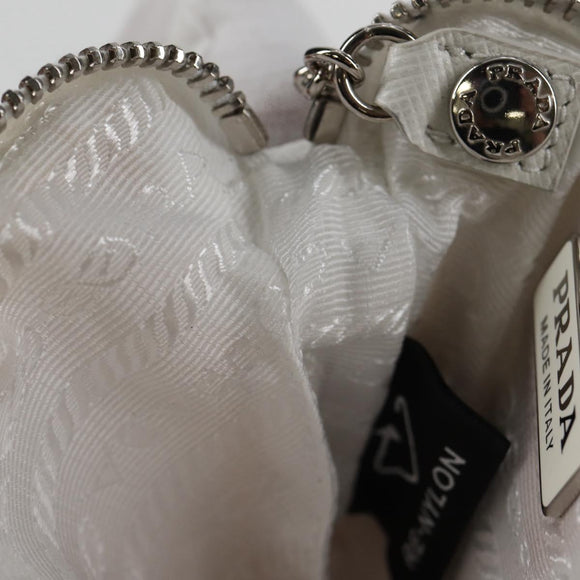 PRADA Shoulder Bag Nylon White Silver Auth 127895V
