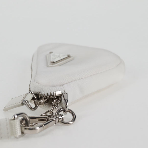 PRADA Shoulder Bag Nylon White Silver Auth 127895V
