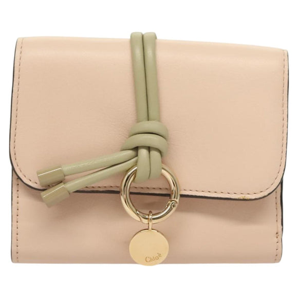 Chloe Wallet Leather Pink Gold Auth 127897V