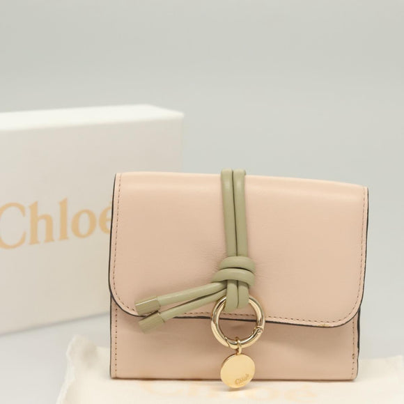 Chloe Wallet Leather Pink Gold Auth 127897V