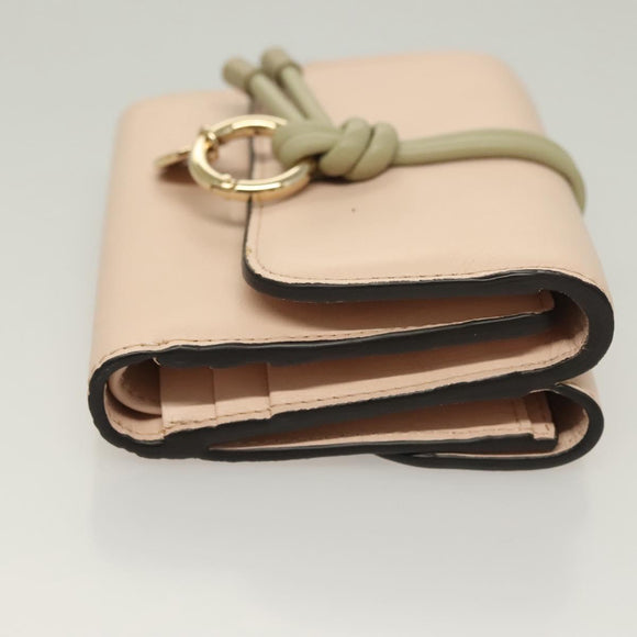Chloe Wallet Leather Pink Gold Auth 127897V