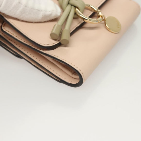Chloe Wallet Leather Pink Gold Auth 127897V