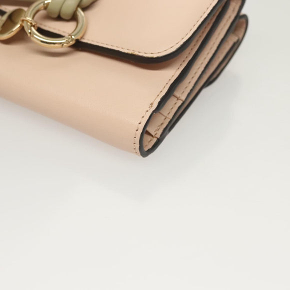 Chloe Wallet Leather Pink Gold Auth 127897V