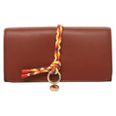 Chloe Wallet Leather Brown Gold Auth 127898V-13