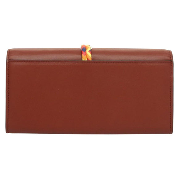Chloe Wallet Leather Brown Gold Auth 127898V