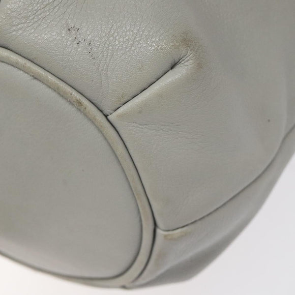 CELINE Shoulder Bag Leather Light Blue Gold Auth 127900