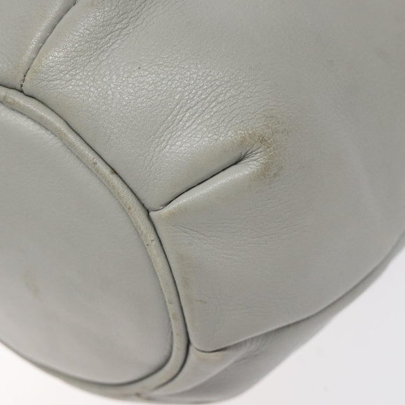 CELINE Shoulder Bag Leather Light Blue Gold Auth 127900