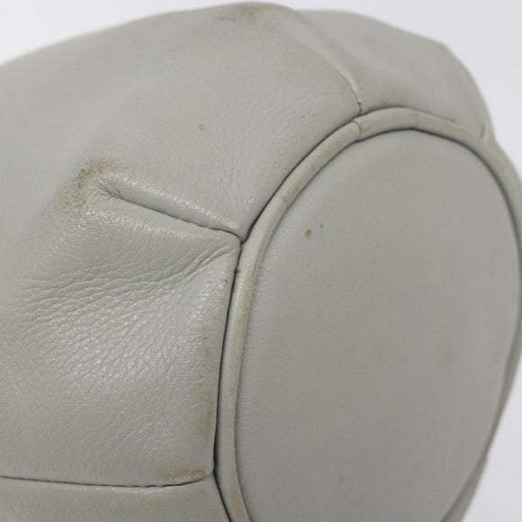 CELINE Shoulder Bag Leather Light Blue Gold Auth 127900