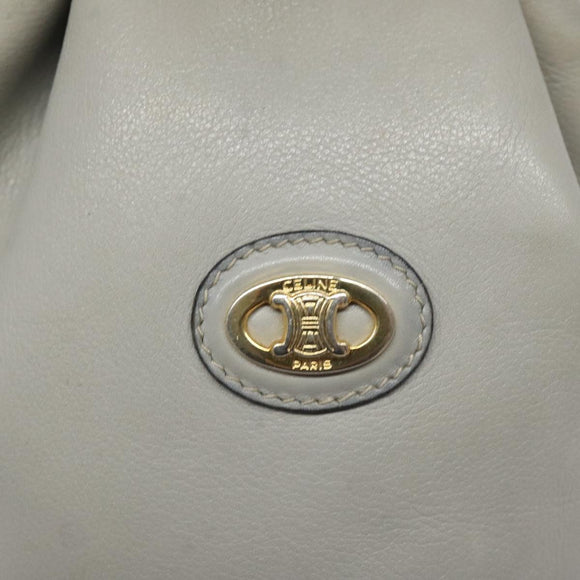 CELINE Shoulder Bag Leather Light Blue Gold Auth 127900