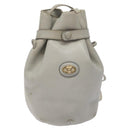 CELINE Shoulder Bag Leather Light Blue Gold Auth 127900-2